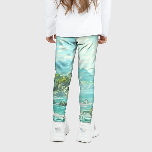 Детские легинсы Художественный берег со скалами / 3D-принт – фото 4