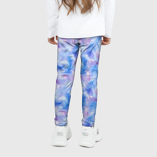 Детские легинсы Узор из голубых и сиреневых перьев / 3D-принт – фото 4