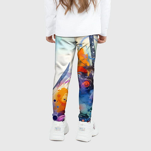 Детские легинсы Японский ниндзя - акварельный набросок / 3D-принт – фото 4