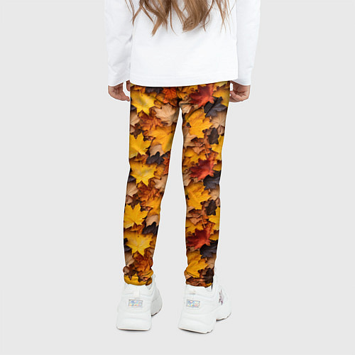 Детские легинсы Камуфляж из кленовых листьев / 3D-принт – фото 4
