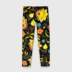 Леггинсы для девочки Хохлома узор, цвет: 3D-принт