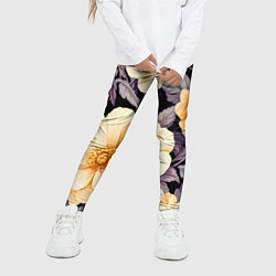 Леггинсы для девочки Крупные жёлтые цветы, цвет: 3D-принт — фото 2