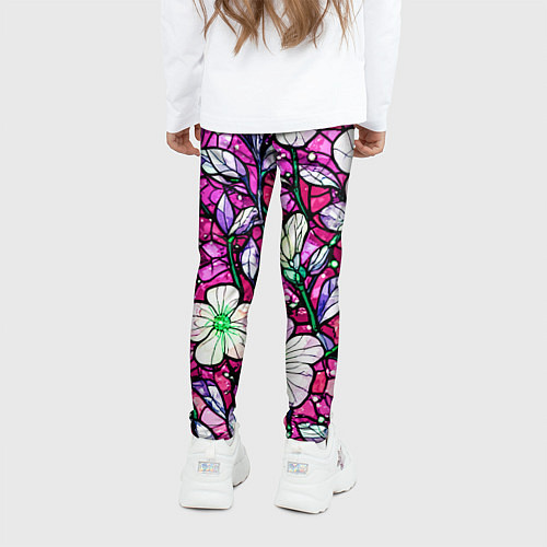 Детские легинсы Цветочный розовый витраж / 3D-принт – фото 4