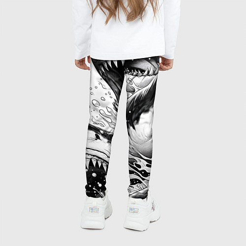 Детские легинсы Белая акула - стая / 3D-принт – фото 4