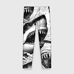 Леггинсы для девочки Белая акула - стая, цвет: 3D-принт