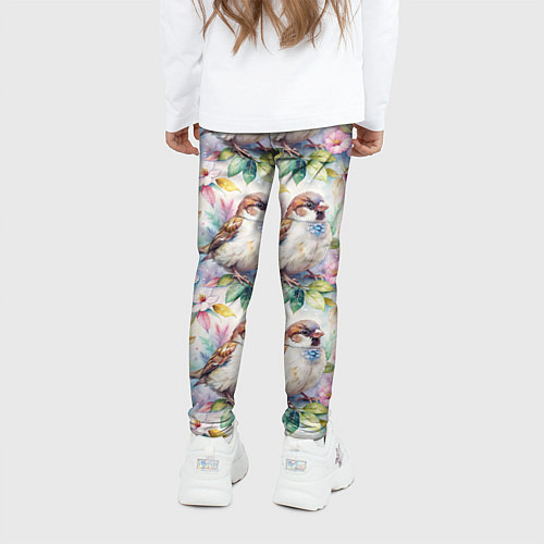 Детские легинсы Воробей в ярких цветах паттерн / 3D-принт – фото 4