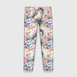 Детские легинсы Воробей в ярких цветах паттерн