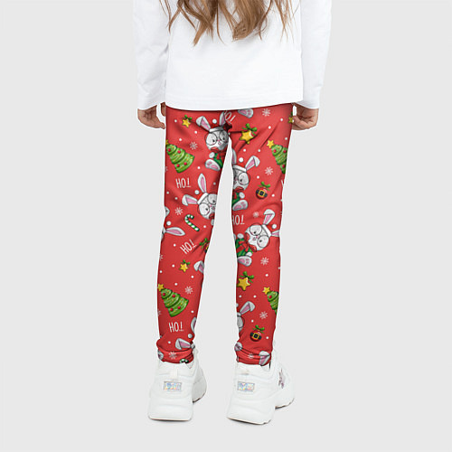 Детские легинсы Новогодний паттерн с зайчиком / 3D-принт – фото 4