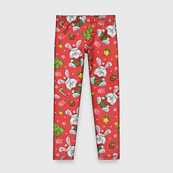 Детские легинсы Новогодний паттерн с зайчиком