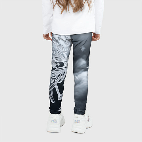 Детские легинсы Снежинка на черно белое / 3D-принт – фото 4