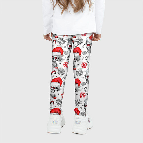 Детские легинсы Новогодние черепа / 3D-принт – фото 4