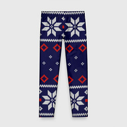 Леггинсы для девочки Вязаный новогодний узор, цвет: 3D-принт