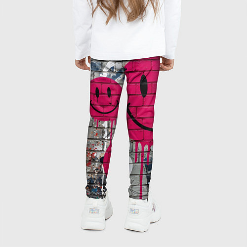 Детские легинсы Розовые смайлы граффити / 3D-принт – фото 4