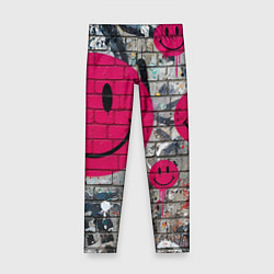 Леггинсы для девочки Розовые смайлы граффити, цвет: 3D-принт