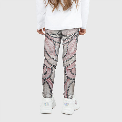 Детские легинсы Нежно розовый орнамент из перьев / 3D-принт – фото 4