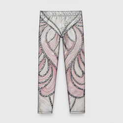 Детские легинсы Нежно розовый орнамент из перьев