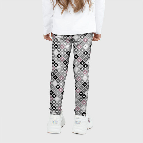 Детские легинсы Цветочный серо-розовый узор ретро / 3D-принт – фото 4