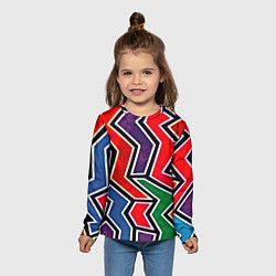 Лонгслив детский Изогнутые линии, цвет: 3D-принт — фото 2