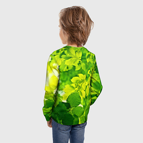 Детский лонгслив Зелёные листья / 3D-принт – фото 4