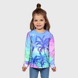 Лонгслив детский Неоновые пальмы, цвет: 3D-принт — фото 2