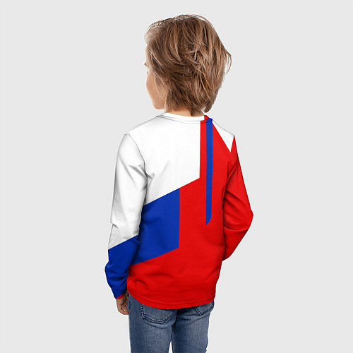 Детский лонгслив Russia: Geometry Tricolor / 3D-принт – фото 4