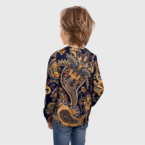 Детский лонгслив Орнамент пейсли - золотой / 3D-принт – фото 4