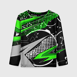 Лонгслив детский Black and green corners, цвет: 3D-принт
