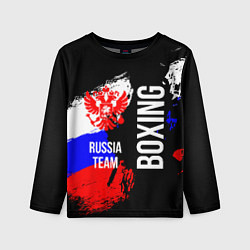 Лонгслив детский Boxing Russia Team и герб РФ, цвет: 3D-принт