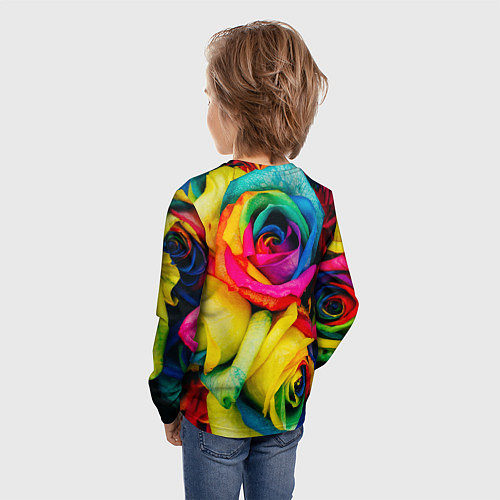 Детский лонгслив Разноцветные розы / 3D-принт – фото 4