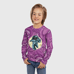 Лонгслив детский Космонавт в розах, цвет: 3D-принт — фото 2