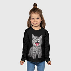 Лонгслив детский Кричащий кот, цвет: 3D-принт — фото 2