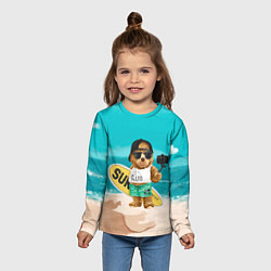 Лонгслив детский Медвежонок серфер, цвет: 3D-принт — фото 2