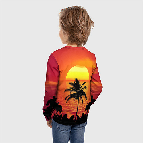 Детский лонгслив Пальмы на фоне моря / 3D-принт – фото 4