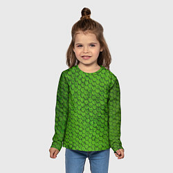 Лонгслив детский Зелёная чешуя, цвет: 3D-принт — фото 2