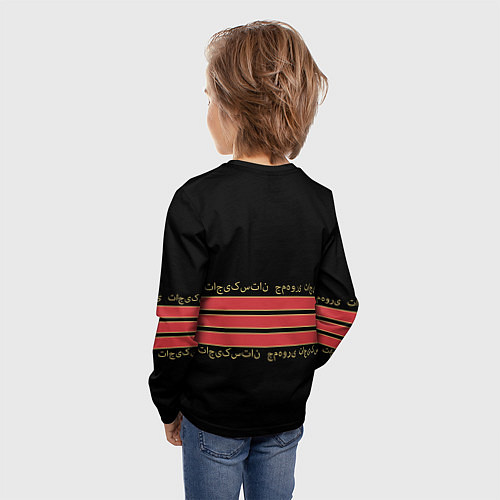 Детский лонгслив Кыргызстан - черный лев / 3D-принт – фото 4