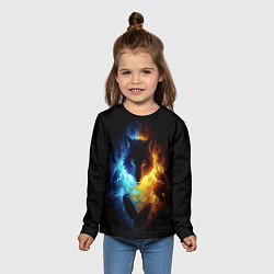 Лонгслив детский Волки в огне, цвет: 3D-принт — фото 2