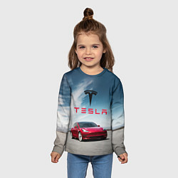 Лонгслив детский Tesla Model 3, цвет: 3D-принт — фото 2
