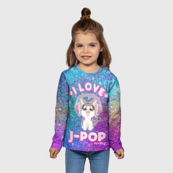 Лонгслив детский I Love Cat Pop, цвет: 3D-принт — фото 2