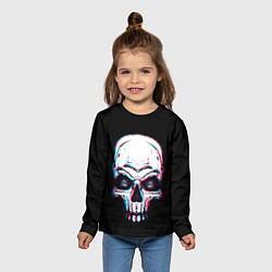 Лонгслив детский Glitch Skull, цвет: 3D-принт — фото 2
