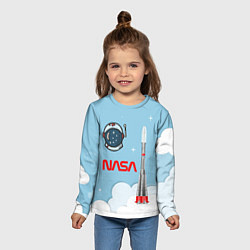 Лонгслив детский Mission NASA, цвет: 3D-принт — фото 2