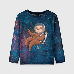 Лонгслив детский Милый ленивец в космосе, цвет: 3D-принт