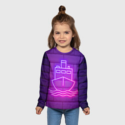Лонгслив детский Судно неон, цвет: 3D-принт — фото 2