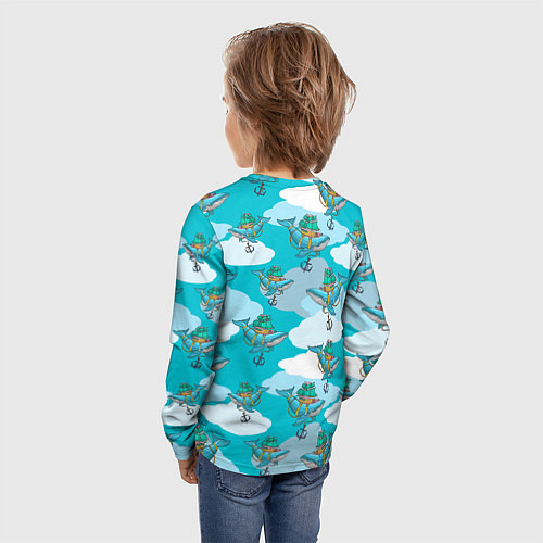 Детский лонгслив Киты и корабль / 3D-принт – фото 4