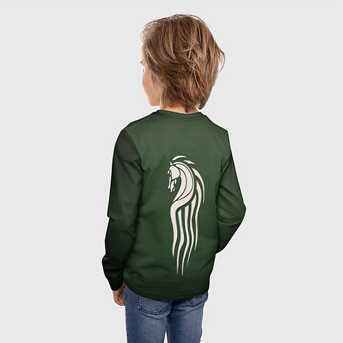 Детский лонгслив Белый Конь на спине / 3D-принт – фото 4