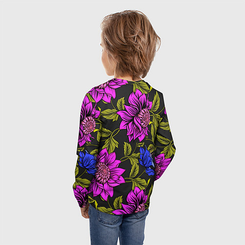 Детский лонгслив Цветочный Паттерн / 3D-принт – фото 4
