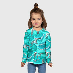 Лонгслив детский Чайки в море, цвет: 3D-принт — фото 2