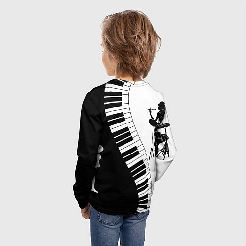 Детский лонгслив Черно Белое пианино / 3D-принт – фото 4