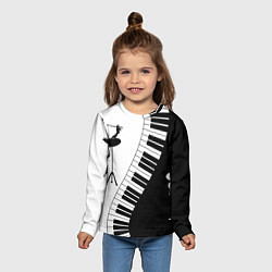 Лонгслив детский Черно Белое пианино, цвет: 3D-принт — фото 2