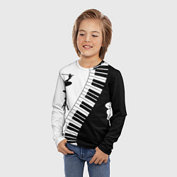 Лонгслив детский Черно Белое пианино, цвет: 3D-принт — фото 2