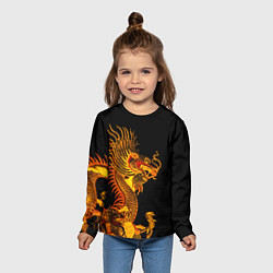 Лонгслив детский Золотой китайский дракон, цвет: 3D-принт — фото 2